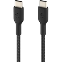 Belkin BoostCharge Braided USB-C to USB-C Cable (1 meter / 3.3 foot, Black) - 3.3 ft USB-C Data Transfer Cable for Smartphone - First End: 1 x USB Type C - Male - Second End: 1 x USB Type C - Male - Black