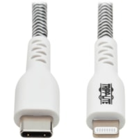 Câble de transfert de données M102-003-HD 3 pi (0,91 m) Lightning/USB-C Tripp Lite by Eaton - 3 pi (0,91 m) Lightning/USB-C Câble de transfert de données pour iPhone, iPad, iPod, Chargeur mural, Chargeur de voiture, MacBook Pro, Ordinateur Portable, iPad mini, iPad Air, iPa