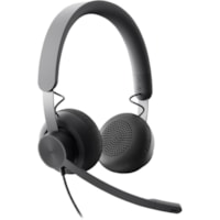 Logitech Zone Headset - Stereo - USB Type C - Wired - 32 Ohm - 20 Hz to 16 kHz - Over-the-head - Binaural - Circumaural - 6.2 ft (1.90 m) Cable - Uni-directional, Omni-directional Microphone