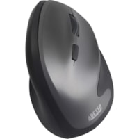 Adesso Antimicrobial Wireless Vertical Ergonomic Mouse - Optical - Wireless - Radio Frequency - 2.40 GHz - Gray, Black - USB - 2400 dpi - Scroll Wheel - 6 Button(s) - Right-handed