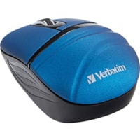 Verbatim Wireless Mini Travel Mouse, Commuter Series - Blue - Optical - Wireless - Radio Frequency - 2.40 GHz - Blue - 1000 dpi - 3 Button(s)