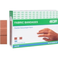 Safecross Fabric Bandages, 2.2 x 7.6 cm, Heavyweight, 100/Box - 0.87" (22 mm) Width x 2.99" (76 mm) Length - Cotton, Rayon, Fabric - 100 / Box