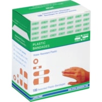 Safecross Plastic Bandages, Assorted Sizes, 100/Box - Assorted Sizes - Plastic - 100 / Box