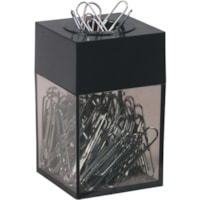 Westcott Smoke Bottom Paper Clip Dispenser - 1.75" (44.45 mm) Height x 1.75" (44.45 mm) Width x 2.75" (69.85 mm) Depth - Black, Smoke - Compact, Removable, Magnetic - 1 Each