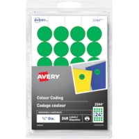 Avery® Removable Colour Coding Labels for Laser and Inkjet Printers, ¾" , Green - - HeightRemovable Adhesive - Round - Laser, Inkjet - Green - 24 / Sheet - 10 Total Sheets - 240 Total Label(s) - 240 / Pack