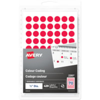 Avery® Removable Colour Coding Labels Handwrite, ½" , Red - 1/2" (12.70 mm) Diameter - Removable Adhesive - Round - Red - 70 / Sheet - 6 Total Sheets - 420 Total Label(s) - 420 / Pack