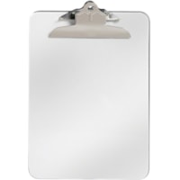 Westcott Clear Plastic Clipboard - Letter Size - 8 1/2" (215.90 mm) x 11" (279.40 mm) Sheet Size - Spring Clip - Plastic - Clear - 1 Each