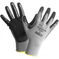 FLEXSOR Work Gloves - Nitrile Coating - Medium Size - Gray - Abrasion Resistant, Latex-free - 12 / Box