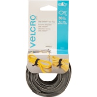 VELCRO® Reusable Ties - Cable Tie - Black, Gray - 1 Pack - 25 lb (11339.81 g) Loop Tensile - 8" (203.20 mm) Length