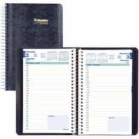 Blueline Daily Planner 8"x 5" Spiral Bind, Bilingual, Blue - Daily - January 2025 - December 2025 - 7:00 AM to 7:30 PM - Half-hourly - 1 Day Single Page Layout - 5" (127 mm) x 8" (203.20 mm) Sheet Size - Spiral Bound - Blue - Paper - 8" (203 mm) Height x 5" (127 mm) Width - Appointment Schedule, Sof