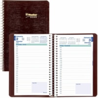 Blueline Essential Diary - Daily - 12 Month - January 2025 to December 2025 - 7:00 AM to 7:30 PM - Half-hourly - 1 Day Single Page Layout - 5" (127 mm) x 8" (203.20 mm) Sheet Size - Spiral Bound - Burgundy - Paper - 8" (203 mm) Height x 5" (127 mm) Width - Appointment Schedule, Soft Cover, Note Page