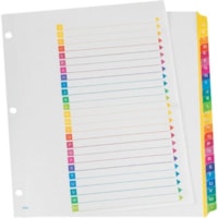 Oxford Super Rapidex Colour Coded Tab Dividers -A-Z, Letter-Size, Assorted, 25/ST - 26 x Divider(s) - Printed Right Tab(s) - 1/26 - Character - A-Z, Table of Contents - 26 Tab(s)/Set - 9" (228.60 mm) Divider Width x 11" (279.40 mm) Divider Length - Letter - 3 Hole Punched - Assorted Plastic Tab(s) -