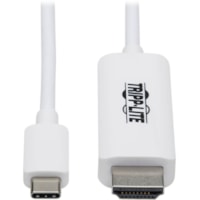 Tripp Lite by Eaton U444-006-HWE USB-C to HDMI Adapter Cable, M/M, White, 6 ft. - 6 ft (1.83 m) HDMI/USB-C A/V Cable for Audio/Video Device, Monitor, Notebook, Tablet, MacBook Pro, Projector, TV, Gaming Computer, HDTV, Smartphone, Audio/Video Box, ... - First End: 1 x USB 3.1 (Gen 1) Type C - Male -