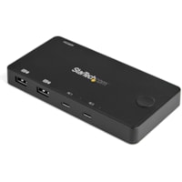 StarTech.com 2 Port USB C KVM Switch - 4K 60Hz HDMI - Compact UHD Desktop KVM Switch w/USB Type C Cables - Bus Powered MacBook ThinkPad - 2 Port UHD Compact USB C KVM Switch - 4K 60Hz on 1 HDMI 2.0 monitor & allows switching between 2 USB Type C/Thunderbolt 3 systems - OS Independent - Works w/iPad 