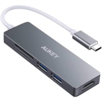 AUKEY 5 Port USB C Hub (Space Grey) - for Notebook/Smartphone - USB Type C - USB Type-C - HDMI - Wired