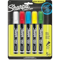 Sharpie Wet Erase Chalk Markers - Medium Marker Point - Blue, Yellow, White, Red, Green Ink - 5 / Pack