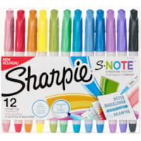 Marqueur S-Note Sharpie - Pointe en biseau Pointe de marqueur - Ink Couleurs de couverture assorties - 12 / emballage