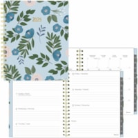 Blueline Azure Weekly/Monthly Planner 9-1/4" x 7-1/4" , Bilingual - Weekly, Monthly - January 2025 - December 2025 - Twin Wire - Gold Foil, Turquoise - Hard Cover, Project Section, Monthly Goal Page, Storage Pocket, Ruled Planning Space, Expense Tracking, Bilingual - 1 Each