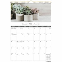 Blueline Blueline Monthly Wall Calendar - Monthly - 12 Month - January 2025 - December 2025 - 1 Month Single Page Layout - 12" (304.80 mm) x 17" (431.80 mm) Sheet Size - Twin Wire - Paper, Chipboard - Printed, Heavyweight, Daily Block, Eyelet, Project Section, Schedule Section, Notes Area, Reminder 