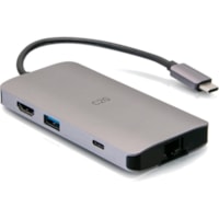 C2G USB C Portable Laptop Dock with HDMI, USB, Ethernet, SD, and USB-C - 4K - for Notebook/Tablet PC - Memory Card Reader - SD - 100 W - USB Type C - 4K - 3840 x 2160 - 3 x USB Ports - USB Type-C - Network (RJ-45) - HDMI - Thunderbolt - Wired - Ethernet