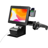 CTA Digital POS Station with Printer Stand, Magnetic Scanner, Card Reader Holder, and Black Universal Security Enclosure - Steel, Metal