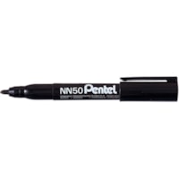 Pentel NN50 Bullet Point Marker - Bullet Marker Point - Refillable - Black Ink - Black Barrel - 12 / Pack