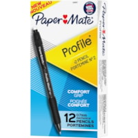 Paper Mate Profile Mechanical Pencils - 0.7 mm Black Lead - Refillable - Black Barrel - 1 Dozen