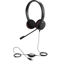 Jabra EVOLVE 20 Headset - Stereo - USB Type C - Wired - 32 Ohm - 150 Hz to 7 kHz - Over-the-head - Binaural - Supra-aural - 3.1 ft (0.95 m) Cable - Noise Cancelling Microphone - Black