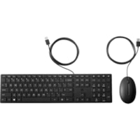 Clavier et souris 320MK HP - USB Câble - USB Câble Souris - Optique - Roulettes avec frein - Comptible avec Portable pour Windows