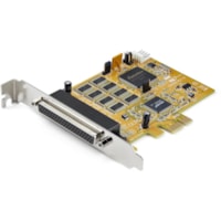 StarTech.com 8-Port PCI Express RS232 Serial Adapter Card, PCIe to DB9 RS232 Controller Card, 16C1050 UART, 15kV ESD, Windows Only, TAA - 8-Port PCI Express RS232 serial adapter card 16C1050 UART 15kV ESD - Bi-directional speed 921.6Kbps/port; 256byte FIFO - Expansion controller card; Pin 9 power 5v