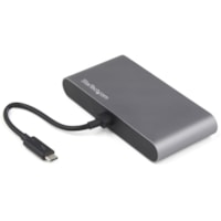 StarTech.com Thunderbolt 3 Mini Dock - Portable Dual Monitor TB3 Docking Station DisplayPort 4K 60Hz - 1x USB-A, GbE - 28cm (11") Cable - Thunderbolt 3 mini dock - 40Gb video & data/dual monitor DisplayPort 4K 60Hz/1x USB-A 3.0 5Gbps/GbE - Portable bus powered laptop docking station w/11in cable - N