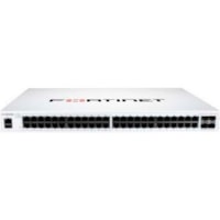 Fortinet FortiSwitch 100 FS-148F-POE Ethernet Switch - 48 Ports - Manageable - Gigabit Ethernet, 10 Gigabit Ethernet - 10/100/1000Base-T, 10GBase-X - 2 Layer Supported - Modular - 476.30 W Power Consumption - 370 W PoE Budget - Optical Fiber, Twisted Pair - PoE Ports - 1U - Rack-mountable