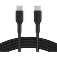 Belkin 60W USB-C to USB-C Cable - 480 Mbps - Nylon, Braided - M/M - 2m/6.6ft - Black - USB-C Data Transfer Cable - First End: USB Type C - Second End: USB Type C