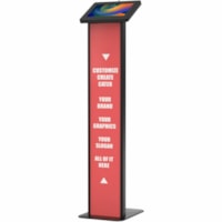 CTA Digital Customizable Premium Locking Floor Stand Kiosk with Graphic Card Slot for branding for 10.2-in iPad 7th/ 8th/ 9th Gen & More (Black) - Up to 11" Screen Support - 48" (1219.20 mm) Height x 16" (406.40 mm) Width x 13.50" (342.90 mm) Depth - Floor - Steel - Black