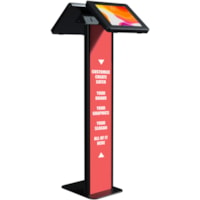 CTA Digital Customizable Dual Enclosure Locking Floor Stand Kiosk with Graphic Card Slot for Branding for 10.2" iPad 7th/ 8th/ 9th Gen & More (Black) - Up to 11" (279.40 mm) Screen Support - 48" (1219.20 mm) Height x 16" (406.40 mm) Width x 13.50" (342.90 mm) Depth - Floor - Steel - Black