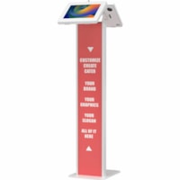 CTA Digital Customizable Dual Enclosure Locking Floor Stand Kiosk with Graphic Card Slot for Branding for 10.2 in iPad 7th, 8th Gen & More (White) - Up to 11" Screen Support - 48" (1219.20 mm) Height x 16" (406.40 mm) Width x 13.50" (342.90 mm) Depth - Floor - Steel - White