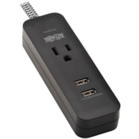 Tripp Lite by Eaton Protect It! TLP104USB 1-Outlet Surge Suppressor/Protector - 1 x NEMA 5-15R, 2 x USB - 1.80 kVA - 450 J - 120 V AC Input - 4 ft (1.22 m)