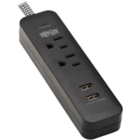 Tripp Lite by Eaton Protect It! TLP206USB 2-Outlet Surge Suppressor/Protector - 2 x NEMA 5-15/20R, 2 x USB - 1.80 kVA - 450 J - 120 V AC Input - 6 ft (1.83 m)