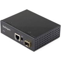 StarTech.com Industrial Fiber to Ethernet Media Converter - 1Gbps SFP to RJ45/CAT6 - SM/MM Fiber to Copper Gigabit Network IP-30 12V Input - Fiber to Ethernet Media Converter extends networks & converts optical fiber to RJ45 Copper/CAT6 - Industrial Hardened -40 to 75C temp - 1Gbps (Gigabit) - Open 