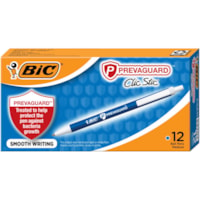 BIC PrevaGuard Clic Stic Ballpoint Pens - Built-in Protection To Suppress Bacteria Growth, Medium Point (1.0mm), Blue, 12-Count Pack