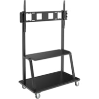 Tripp Lite series DMCS60105XXDD Heavy-Duty Rolling TV Cart - Up to 105" (2667 mm) Screen Support - 330.69 lb (150000 g) Load Capacity - 2 x Shelf(ves) - 72.60" (1844.04 mm) Height x 46.20" (1173.48 mm) Width x 26.60" (675.64 mm) Depth - Floor - Powder Coated - Black