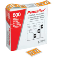 Pendaflex ID Label - 2022" Height - Rectangle - Light Orange, White - 500 / Box