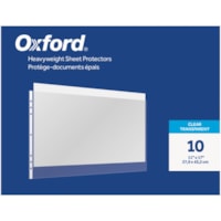 Protecteur de feuille Oxford - x épaisseur de 0 po (0,1 mm) - Pour Entretoise 11 po (279,40 mm) x 17 po (431,80 mm) Feuilles - 3 xsTrous - Reliure à anneaux - clair - 10 / boîte