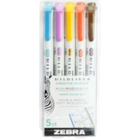 Zebra Pen Mildliner Highlighter 5pk Deep & Warm - Fine Chisel, Broad Bullet Marker Point - Assorted Ink - Water Based - Plastic Barrel - 5 / Pack