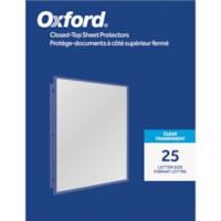 Protecteur de feuille Oxford - x épaisseur de 0 po (0,1 mm) - Pour format lettre 8 1/2 po (215,90 mm) x 11 po (279,40 mm) Feuilles - 7 xsTrous - Chargement par le dessus - clair - Polypropylène - 25 / emballage