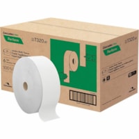 Cascades PRO Perform Jumbo Toilet Paper, 2 Ply, White (T320) - 2 Ply - 3.40" (86.36 mm) Width x 1250 ft (381 m) Length - 9" (228.60 mm) Roll Diameter - White - Paper - 6 / Carton