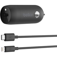 Belkin Boost Up Charge 20-Watt USB-C PD Car Charger with Lightning to USB-C Cable - Black