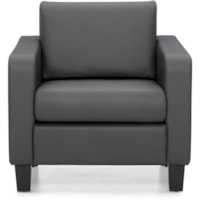 Offices to Go® Suburb Sofa Series - Four-legged Base - Charcoal, Gray - Bonded Leather, Luxhide, Leather - 1 Each