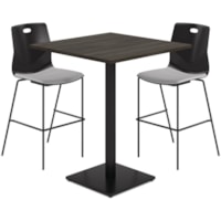 HDL 36" x 36" Square Bar Table - x 36" x 36" x 1" x 42" Table Top - Finish: Gray Dusk, Black Powder Coat