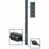 Tripp Lite by Eaton PDUV30-36 12-Outlet PDU - Basic - NEMA L5-30P - 12 x NEMA 5-15/20R - 120 V AC - Overload Protection - 0U - Vertical - Rack-mountable